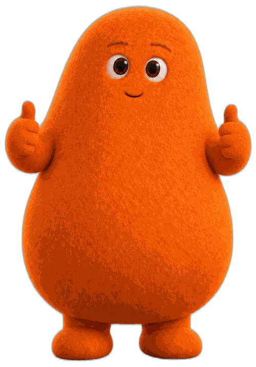 Nalo, la mascota de Novalo, con el pulgar arriba